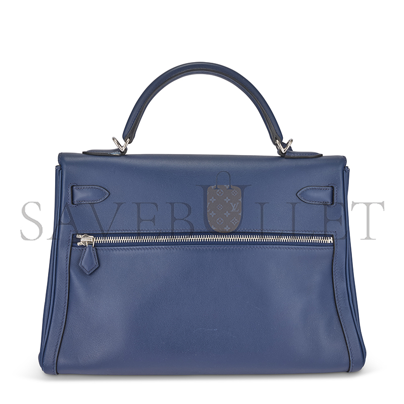 HERMÈS A BLEU DE MALTE SWIFT LEATHER KELLY LAKIS 32 WITH PALLADIUM HARDWARE (32*23*10cm) 